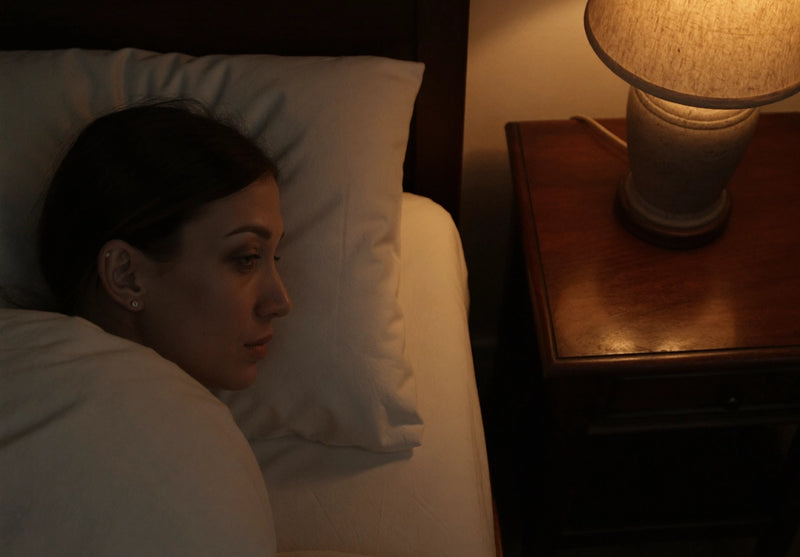 Person lying awake in the dark